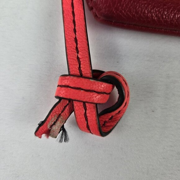 Fossil Pebbled Cowhide Leather Keely Colorblock Pouch Dark Red Pink/Coral - Picture 2 of 9